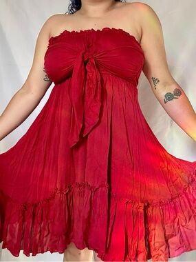 Elegant Strapless Red Dress